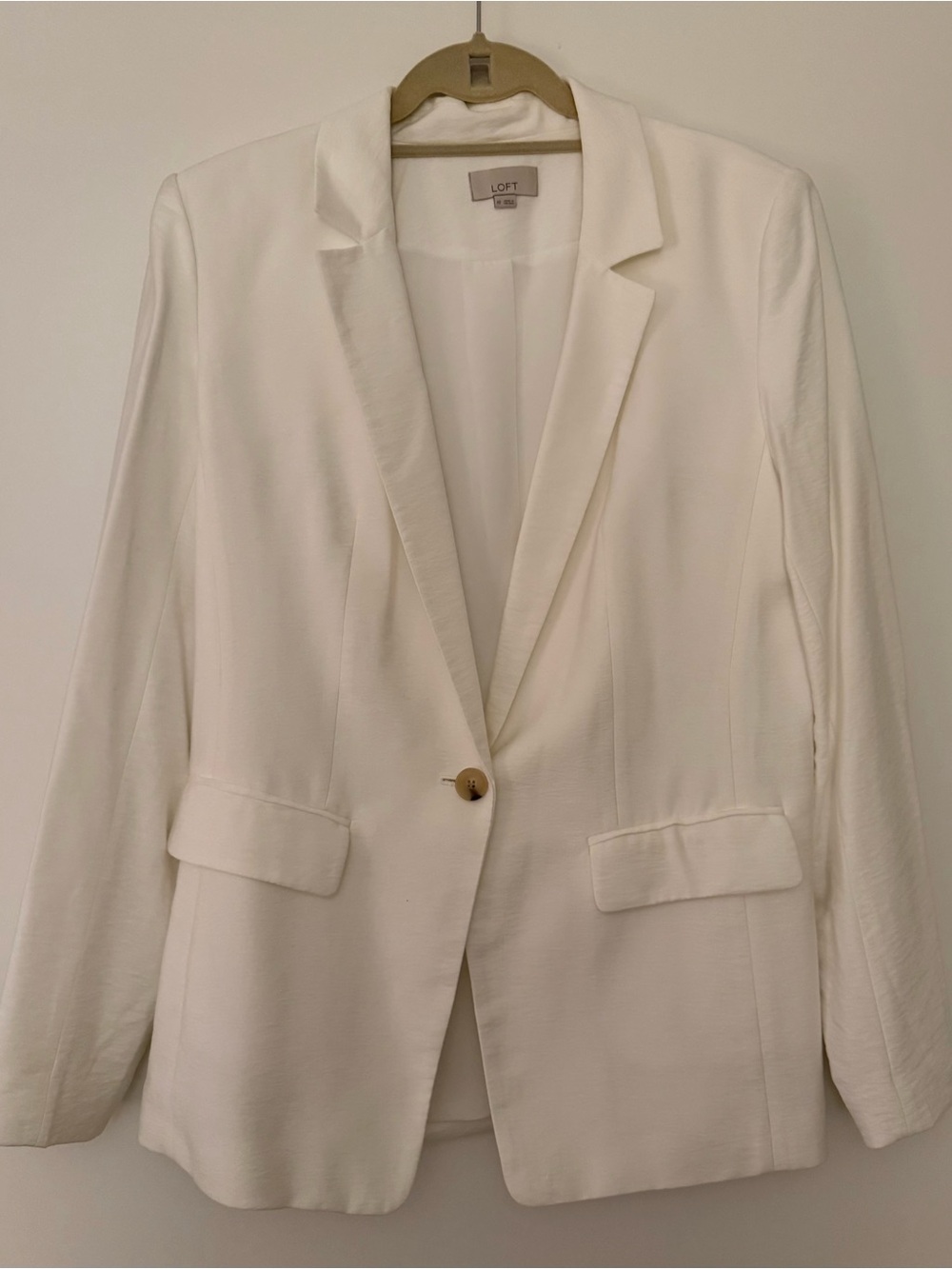 LOFT White Single-Button Notch Lapel Blazer